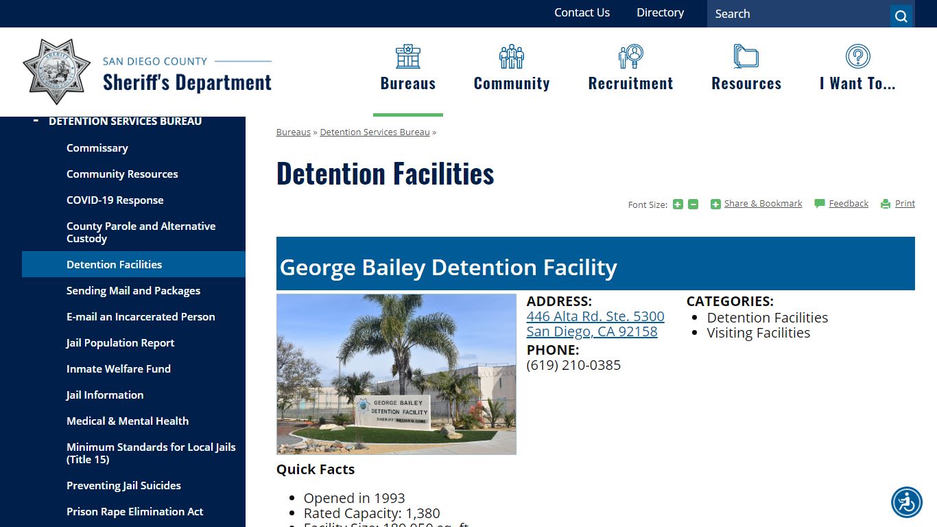 Detention Facilities | San Diego County Sheriff