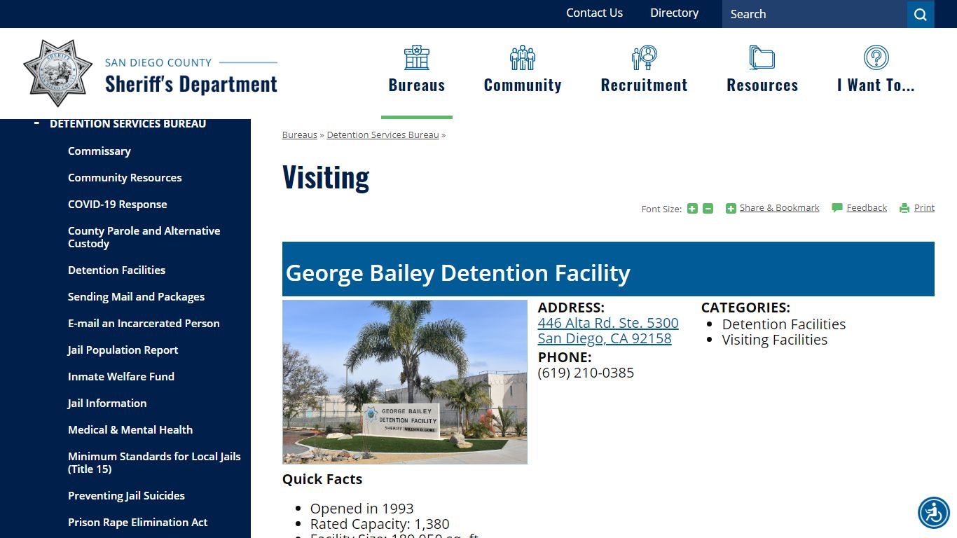 Visiting | San Diego County Sheriff
